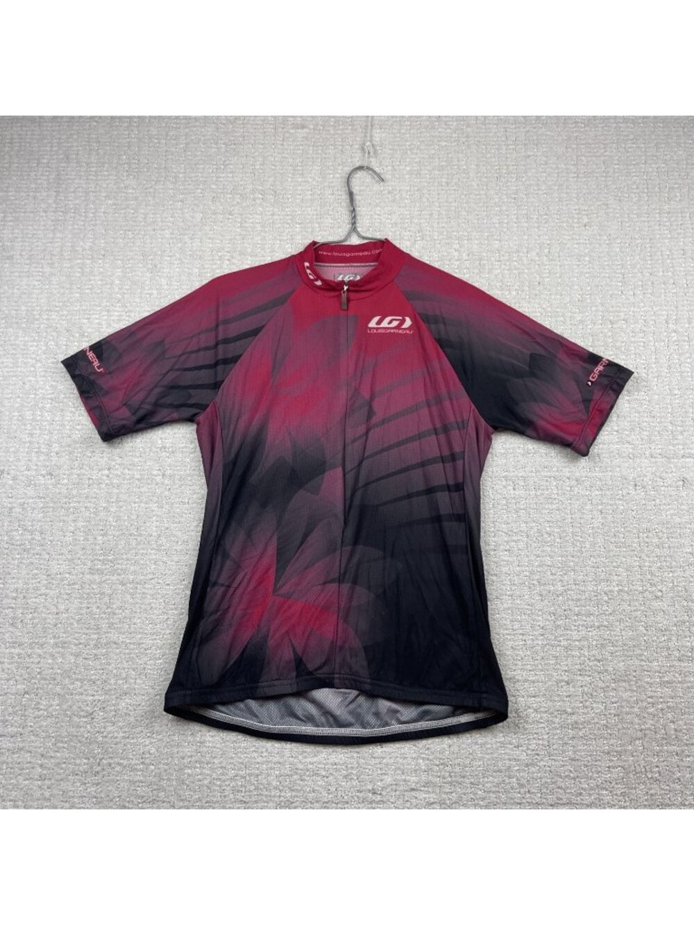 Louis Garneau Cycling Jersey Womens Sz M Fire Red / Black Floral Full Zip Boho